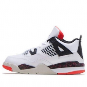 Nike Air Jordan 4 Retro Td Basketbalové Boty Pro Děti Bílo Červené