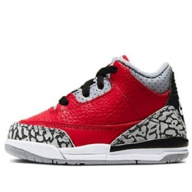 Nike Air Jordan 3 Retro Se Td Basketbalové Boty Pro Děti Červený Šedá