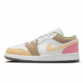 Boty Nike Air Jordan 1 Low Tops Gs Pro Ženy Béžová Bílá Růžová