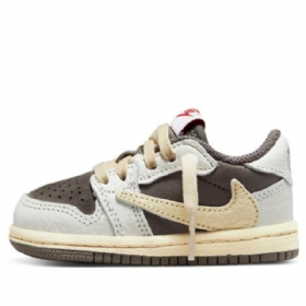 Boty Nike Air Jordan 1 Low Tops Og Td Travis Scott Reverse Mocha Pro Děti Hnědošedá