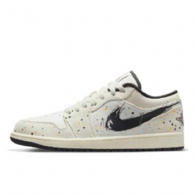 Boty Nike Air Jordan 1 Low Tops Paint Splatter Pro Ženy V Khaki Barvě