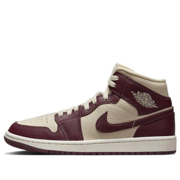 Boty Nike Air Jordan 1 Mid Tops Beach Cherrywood Pro Ženy Burgundsko Khaki