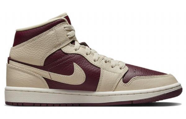 Boty Nike Air Jordan 1 Mid Tops Beach Cherrywood Pro Ženy Burgundsko Khaki