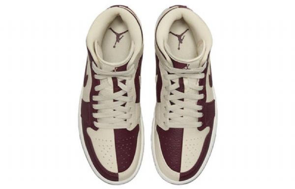 Boty Nike Air Jordan 1 Mid Tops Beach Cherrywood Pro Ženy Burgundsko Khaki