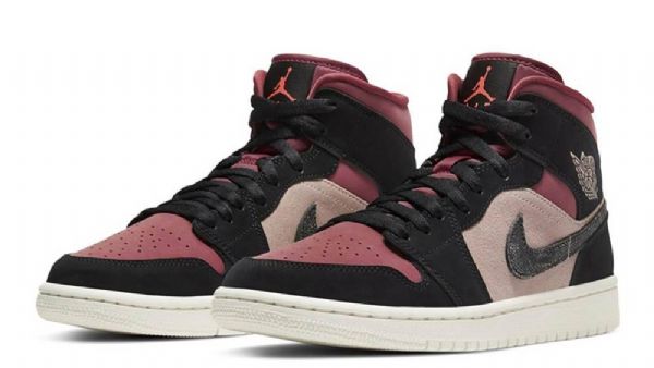 Boty Nike Air Jordan 1 Mid Tops Canyon Rust Pro Ženy Černá Burgundy