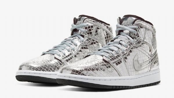 Boty Nike Air Jordan 1 Mid Tops Disco Ball Pro Muže Stříbrné