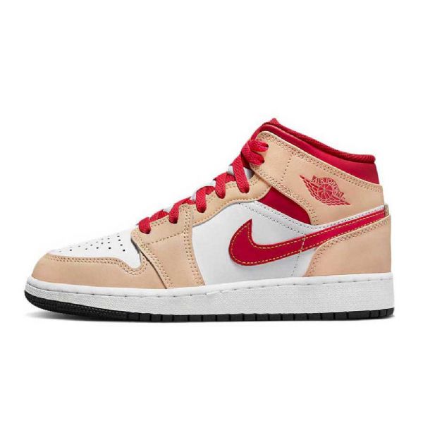 Boty Nike Air Jordan 1 Mid Tops Gs Pro Ženy Béžová Červená