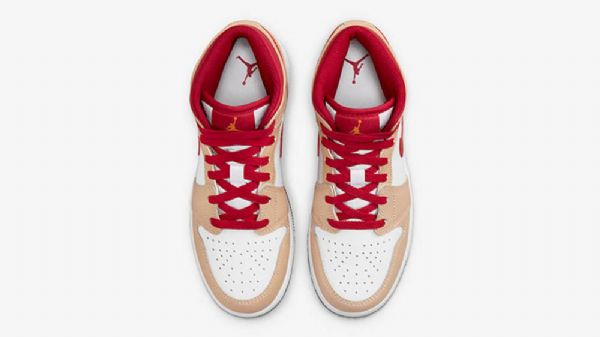 Boty Nike Air Jordan 1 Mid Tops Gs Pro Ženy Béžová Červená