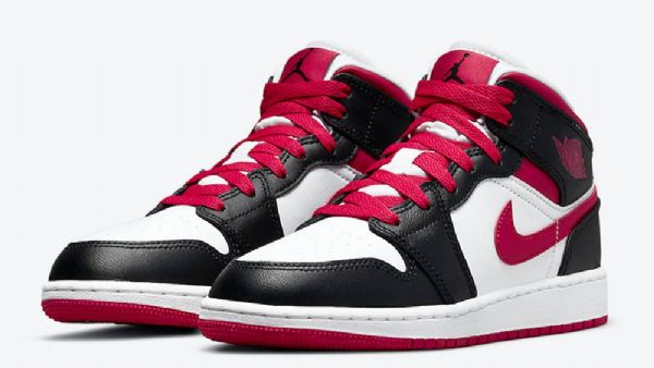 Boty Nike Air Jordan 1 Mid Tops Gs Pro Ženy Bílá Černá Červená