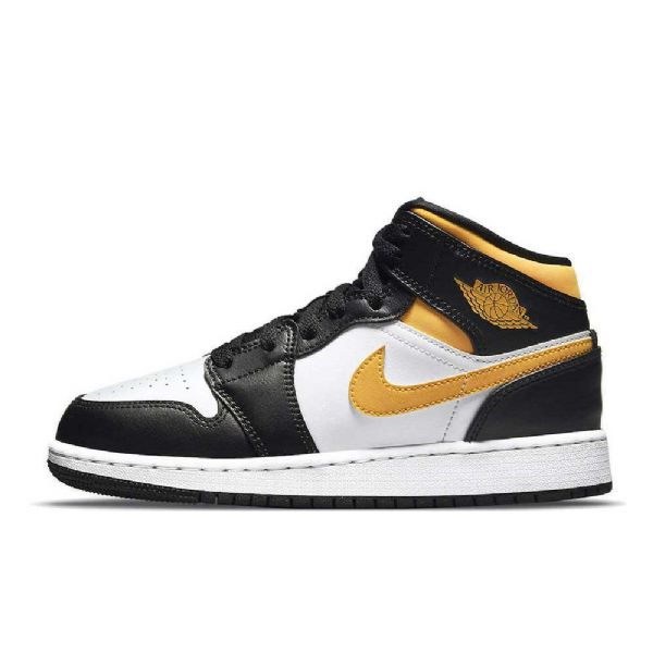 Boty Nike Air Jordan 1 Mid Tops Gs Pro Ženy Černé Bílé Zlato