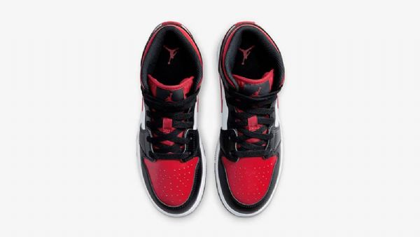 Boty Nike Air Jordan 1 Mid Tops Gs Se Širokou Špičkou Pro Ženy Černá Červený Bílý