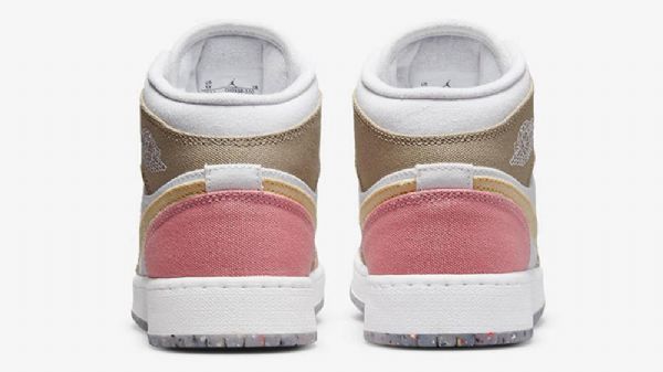 Boty Nike Air Jordan 1 Mid Tops Gs Tan Pro Ženy Růžová Hnědá Bílá