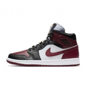 Boty Nike Air Jordan 1 Mid Tops Maroon Pro Ženy Burgundsko Černá