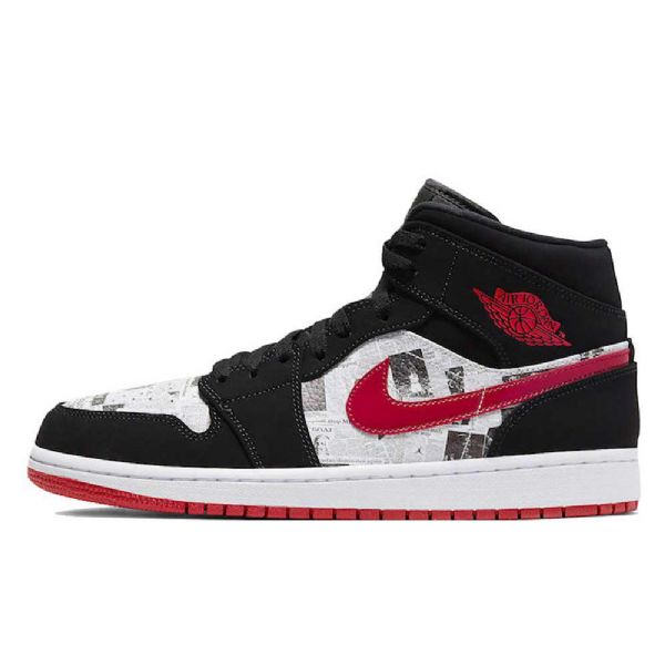 Boty Nike Air Jordan 1 Mid Tops Newspaper Air Times Pro Muže Černé