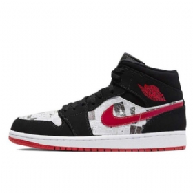 Boty Nike Air Jordan 1 Mid Tops Newspaper Air Times Pro Muže Černé