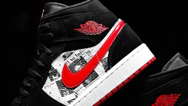 Boty Nike Air Jordan 1 Mid Tops Newspaper Air Times Pro Muže Černé