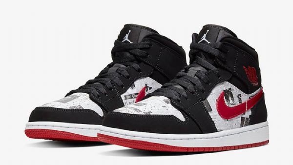Boty Nike Air Jordan 1 Mid Tops Newspaper Air Times Pro Muže Černé