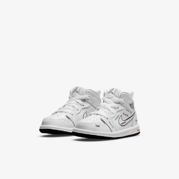 Boty Nike Air Jordan 1 Mid Tops Pro Děti Bílá Černá