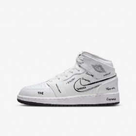 Boty Nike Air Jordan 1 Mid Tops Pro Děti Bílá Černá