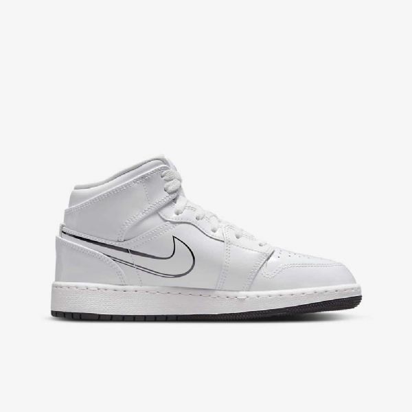 Boty Nike Air Jordan 1 Mid Tops Pro Děti Bílá Černá
