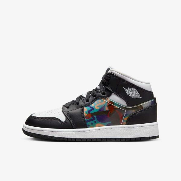 Boty Nike Air Jordan 1 Mid Tops Pro Děti Černá Červený Dark