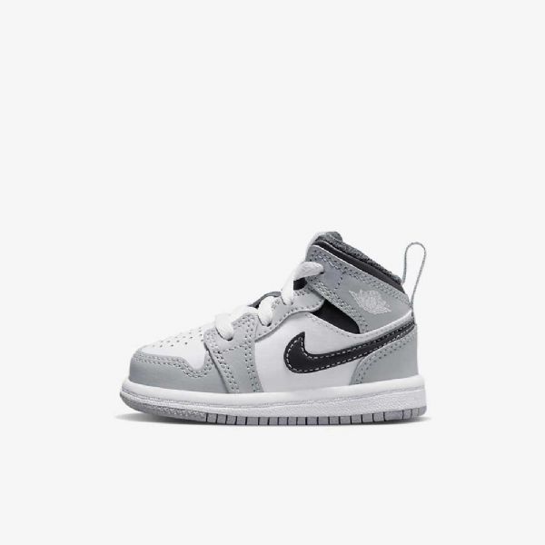 Boty Nike Air Jordan 1 Mid Tops Pro Děti Světle Šedá Bílá