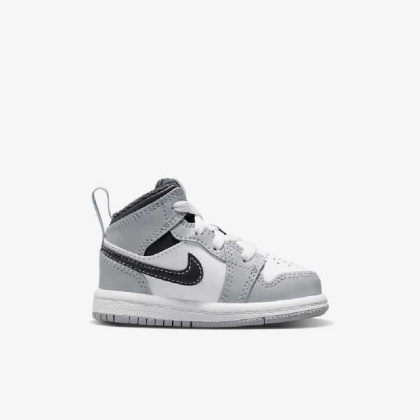 Boty Nike Air Jordan 1 Mid Tops Pro Děti Světle Šedá Bílá