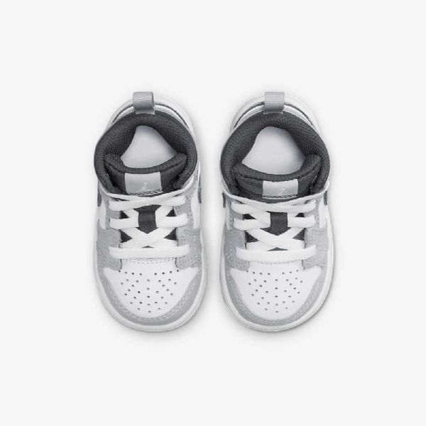 Boty Nike Air Jordan 1 Mid Tops Pro Děti Světle Šedá Bílá