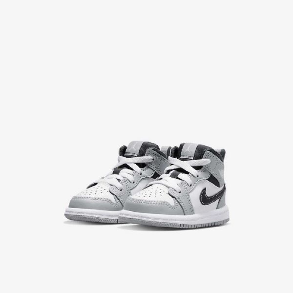 Boty Nike Air Jordan 1 Mid Tops Pro Děti Světle Šedá Bílá