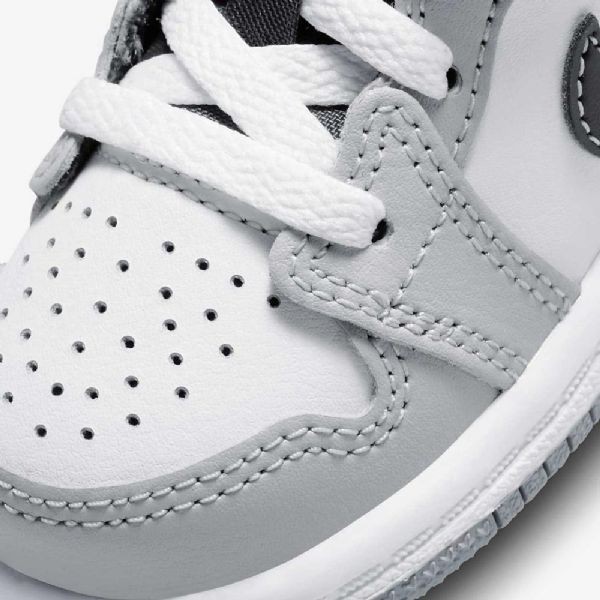 Boty Nike Air Jordan 1 Mid Tops Pro Děti Světle Šedá Bílá