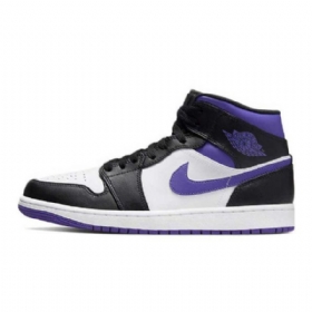 Boty Nike Air Jordan 1 Mid Tops Pro Ženy Bílá Černá Fialová