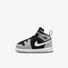 Boty Nike Air Jordan 1 Mid Tops Se Pro Děti Černá Bílá Světle Šedá Červená