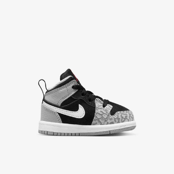 Boty Nike Air Jordan 1 Mid Tops Se Pro Děti Černá Bílá Světle Šedá Červená