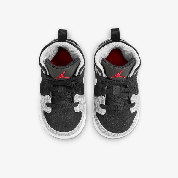 Boty Nike Air Jordan 1 Mid Tops Se Pro Děti Černá Bílá Světle Šedá Červená