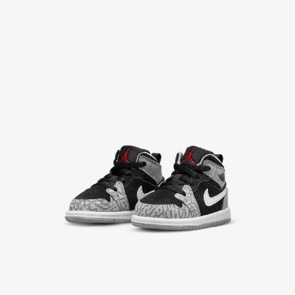 Boty Nike Air Jordan 1 Mid Tops Se Pro Děti Černá Bílá Světle Šedá Červená