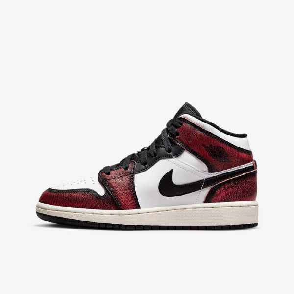 Boty Nike Air Jordan 1 Mid Tops Se Pro Děti Černá Bílý