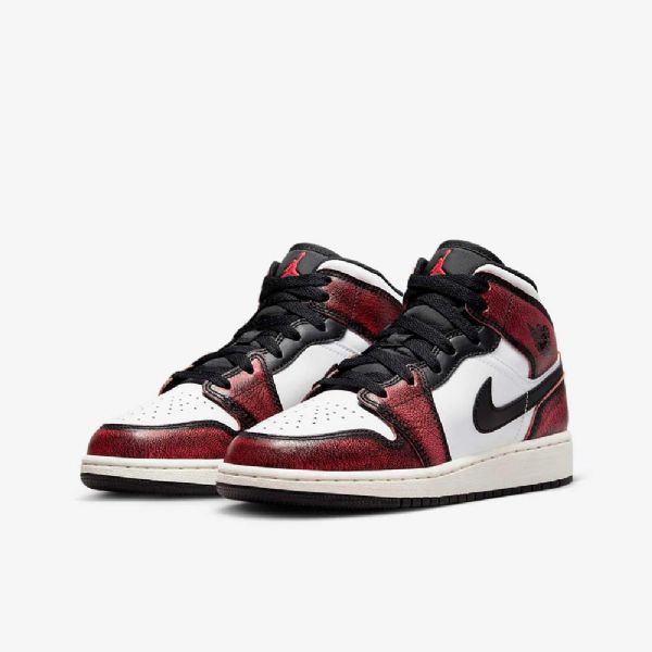 Boty Nike Air Jordan 1 Mid Tops Se Pro Děti Černá Bílý