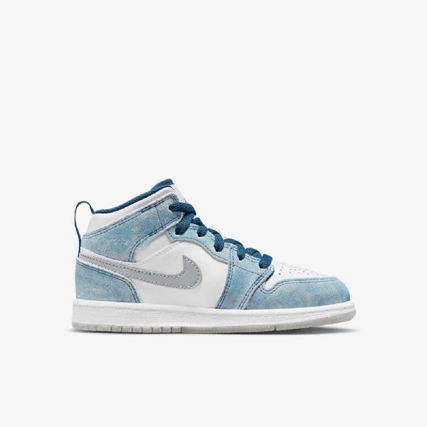 Boty Nike Air Jordan 1 Mid Tops Se Pro Děti Modrá Bílá Světle Šedá Červená