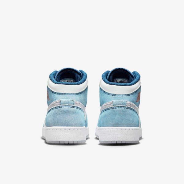 Boty Nike Air Jordan 1 Mid Tops Se Pro Děti Modrá Bílá Světle Šedá Červená