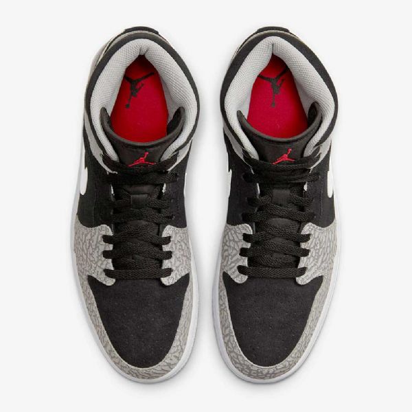Boty Nike Air Jordan 1 Mid Tops Se Pro Ženy Černá Bílá Světle Šedá Červená