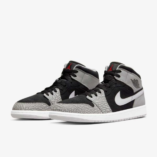 Boty Nike Air Jordan 1 Mid Tops Se Pro Ženy Černá Bílá Světle Šedá Červená