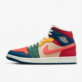 Boty Nike Air Jordan 1 Mid Tops Se Pro Ženy Modrá Červená