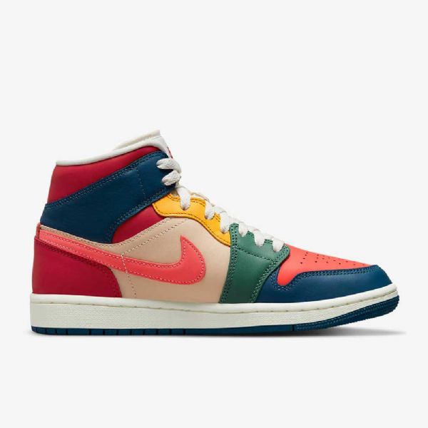 Boty Nike Air Jordan 1 Mid Tops Se Pro Ženy Modrá Červená