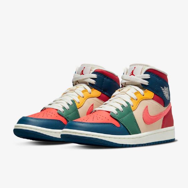 Boty Nike Air Jordan 1 Mid Tops Se Pro Ženy Modrá Červená