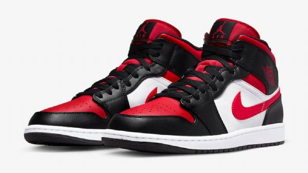 Boty Nike Air Jordan 1 Mid Tops Se Širokou Špičkou Pro Ženy Černá Bílá Červená