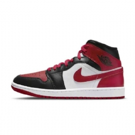 Boty Nike Air Jordan 1 Mid Tops Se Širokou Špičkou Pro Ženy Černá Bílý Burgundy