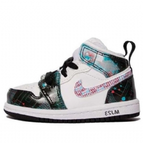Boty Nike Air Jordan 1 Mid Tops Se Td Pro Děti Bílá Černá