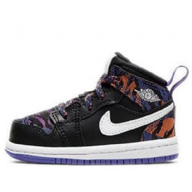 Boty Nike Air Jordan 1 Mid Tops Se Td Pro Děti Černá Nachový
