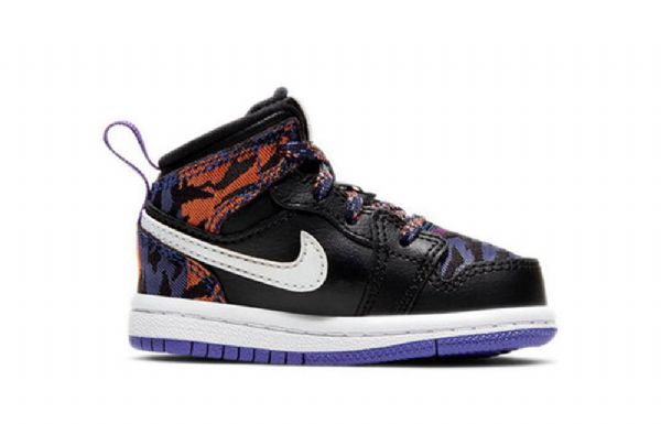 Boty Nike Air Jordan 1 Mid Tops Se Td Pro Děti Černá Nachový