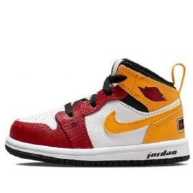 Boty Nike Air Jordan 1 Mid Tops Se Td Pro Děti Červená Žlutá Bílá